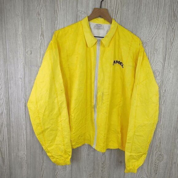 Camel Joe Tyvek Jacket Vintage 90s Windbreaker Unlined Bright Yellow Extra Large - Picture 8 of 10